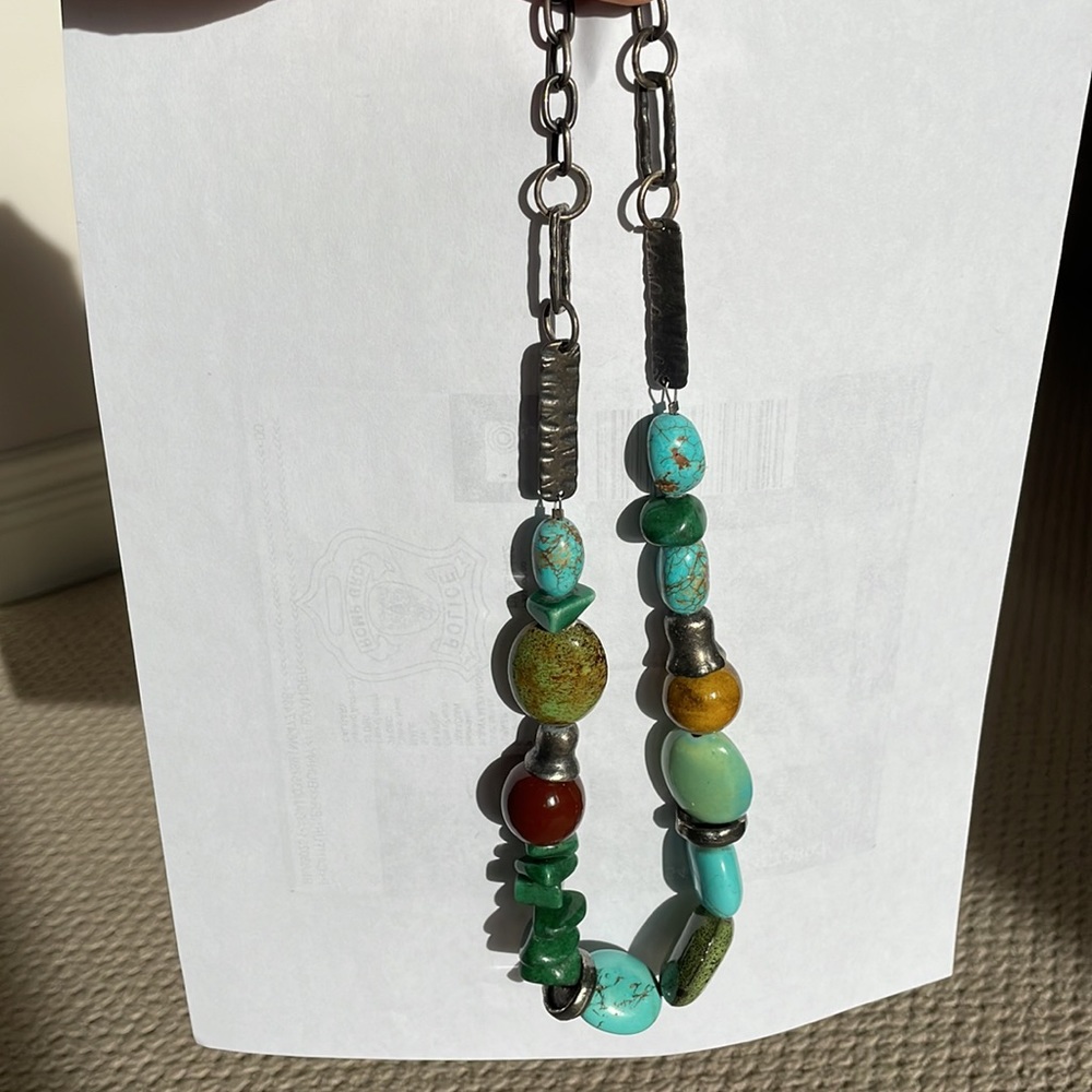 Anthropologie Boho porcelain and metal necklace